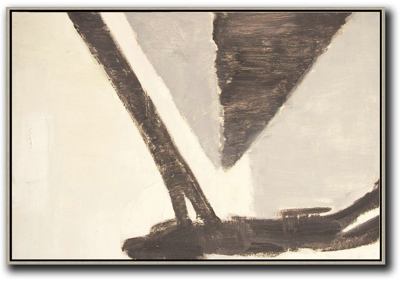 Large Abstract Art Handmade Oil Painting,Oversized Horizontal Contemporary Art,Giant Canvas Wall Art,Light Yellow,Grey,Black.etc